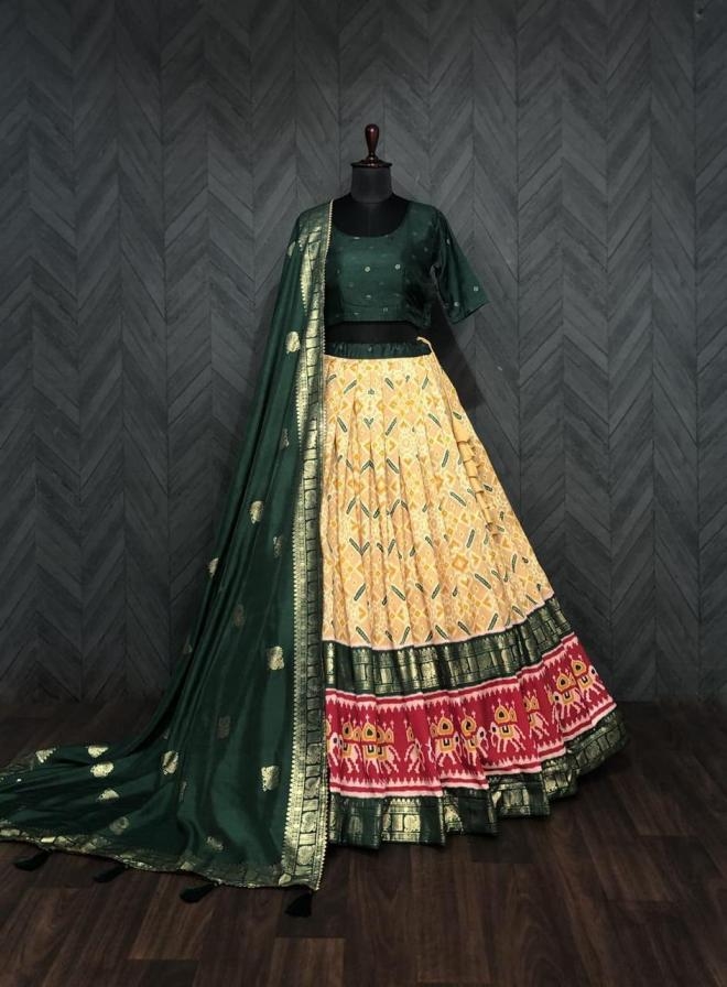 lw 7059 half saree dola silk patola print stitch lehenga unstitch blouse for womens