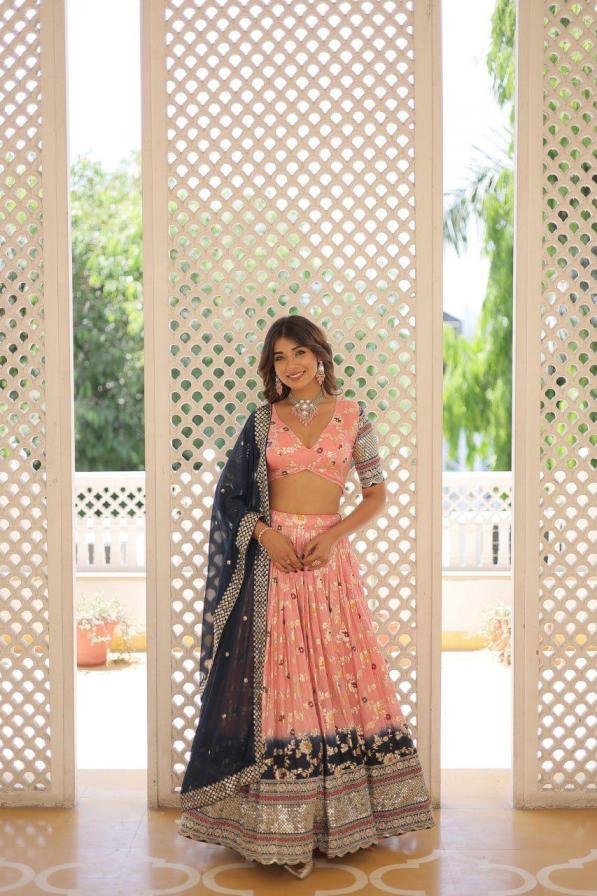 lw 7105 viscose jacquard half saree stitch lehenga unstitch blouse