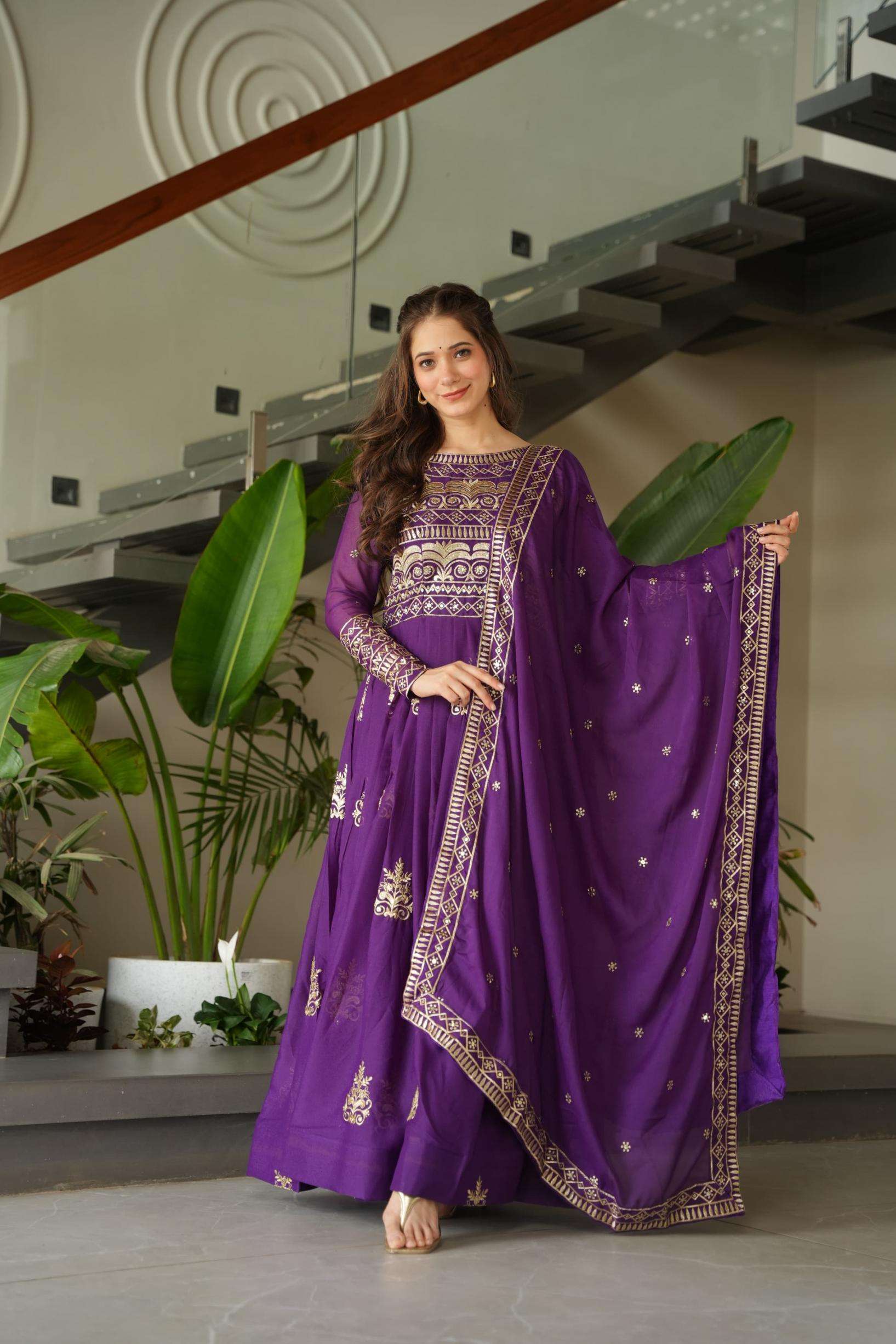 lw 9226 new launch readymade chinon fashionable gown with dupatta exports