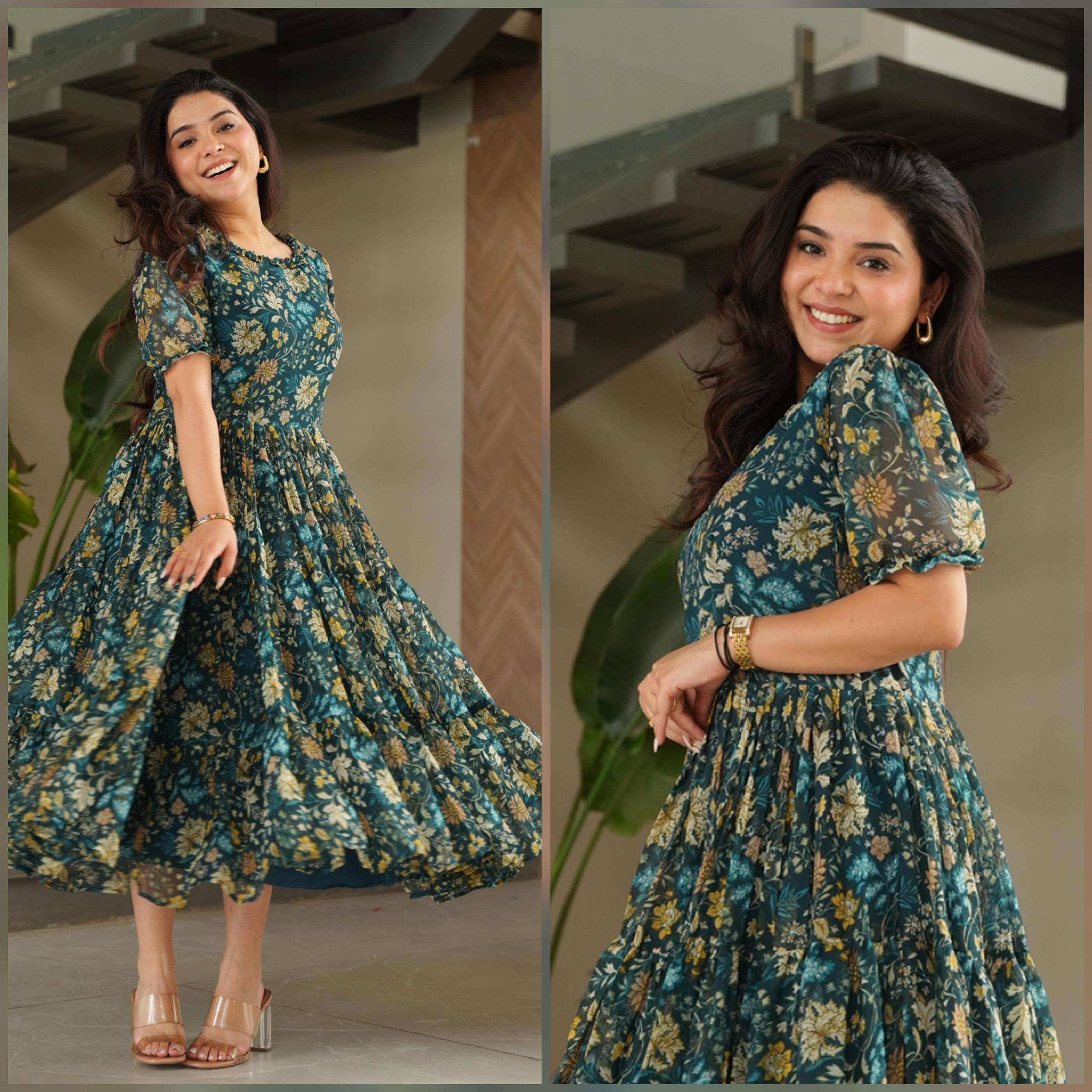 lw 9232 faux georgette readymade new design flair gown 2025