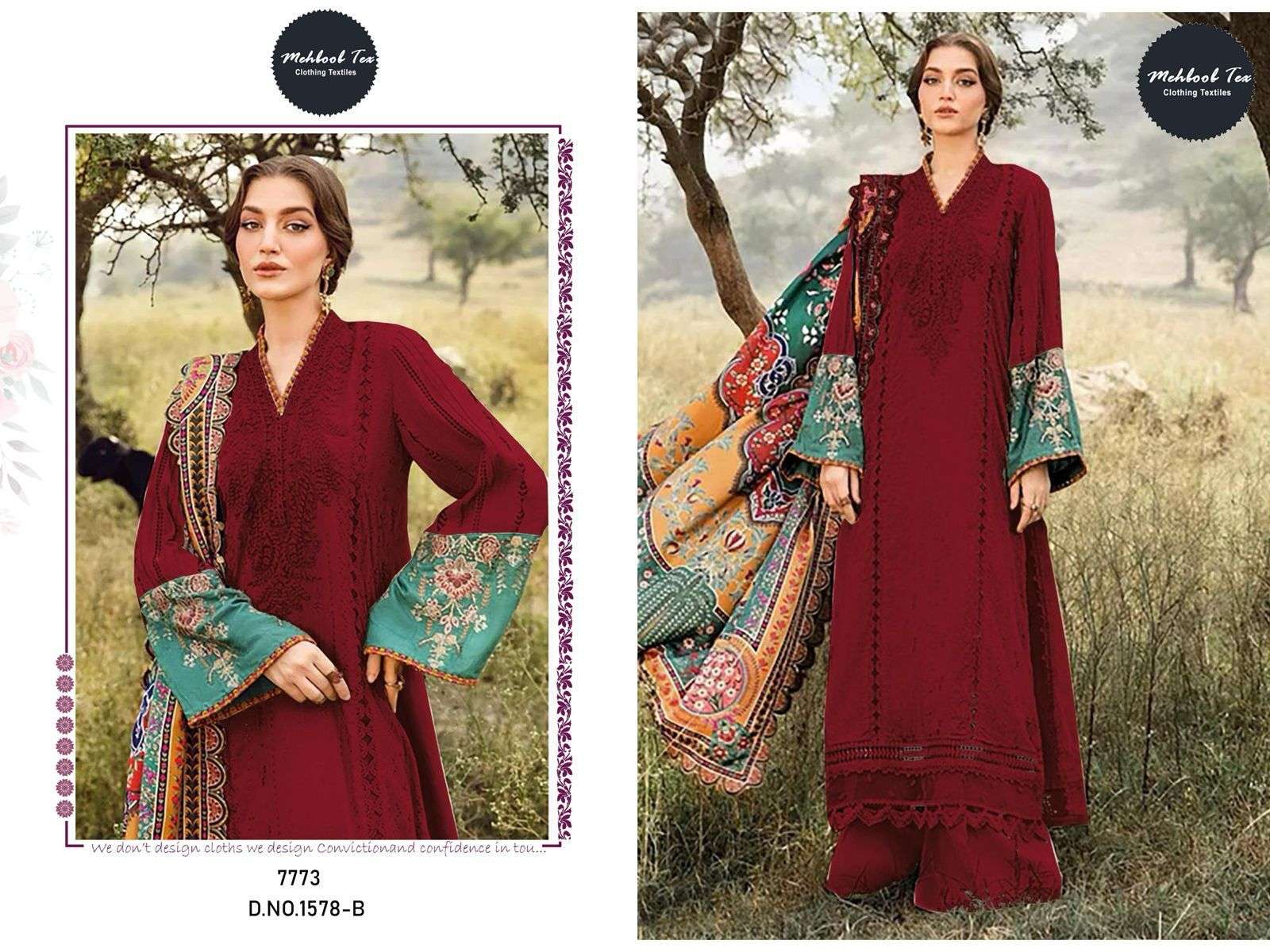 mehbbob tex MARIA B Emb Lawn Collection 1578 (BC) Pure visocse lawn wholesale suit 