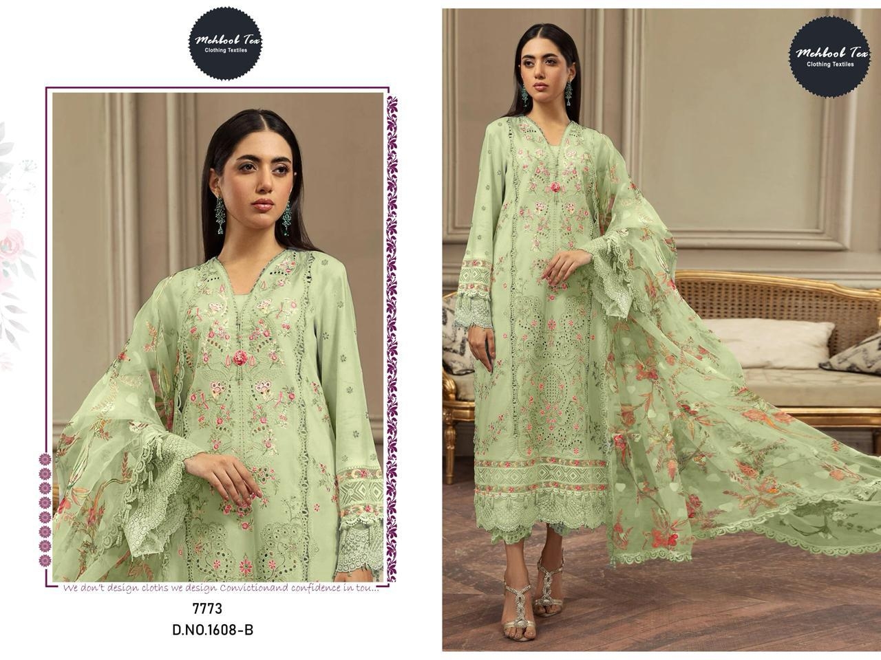 mehbbob tex MARIA B Emb. Lawn Collection by  1608 ABCD Pure visocse lawn wholesale suit 