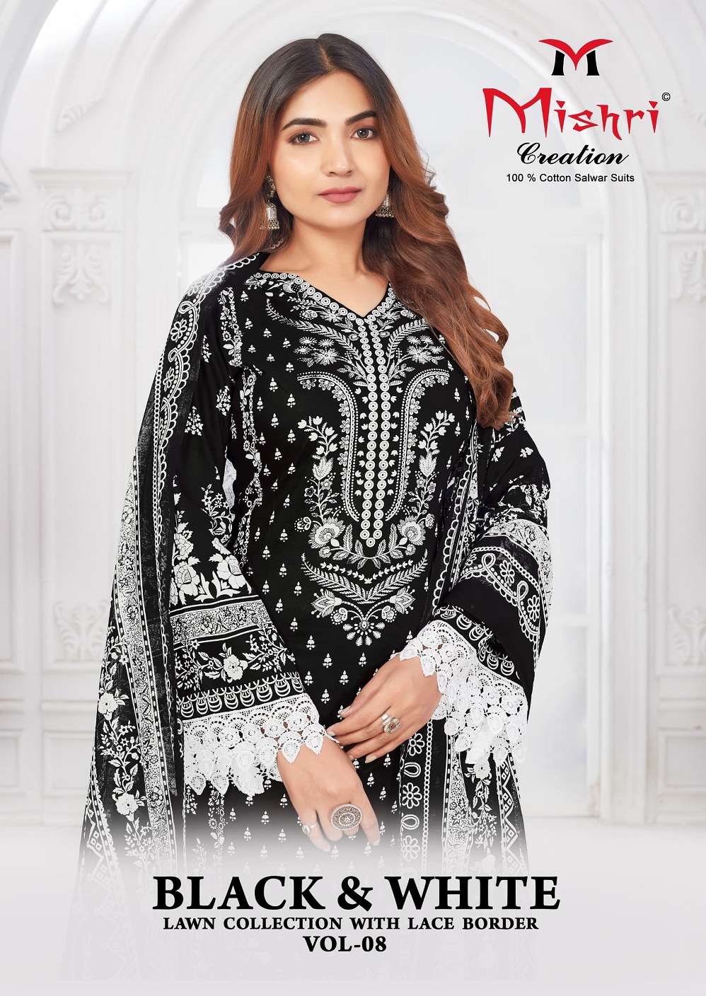 Mishri Black & White Vol-8 series 8001-8006 Cotton wholesale suit 