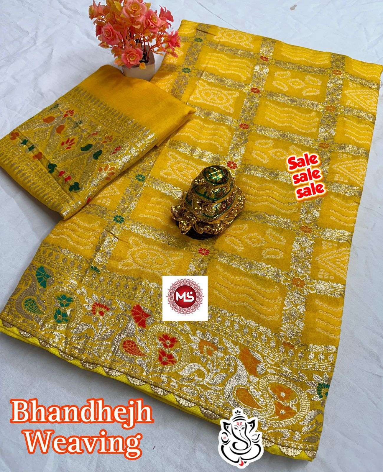 MS BRAND viscose meenakari bandej saree s