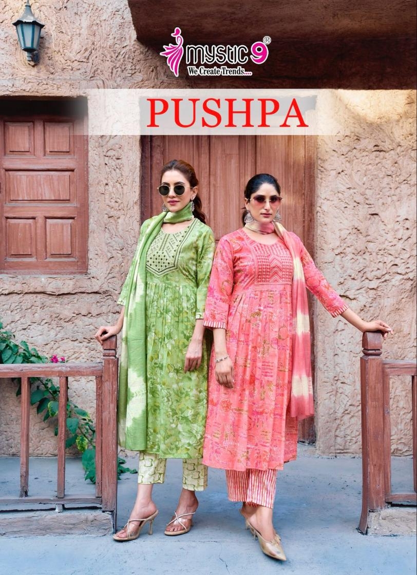 mystic9 pushpa vol 6 series 6001-6008 rayon capsule wholesale suit 
