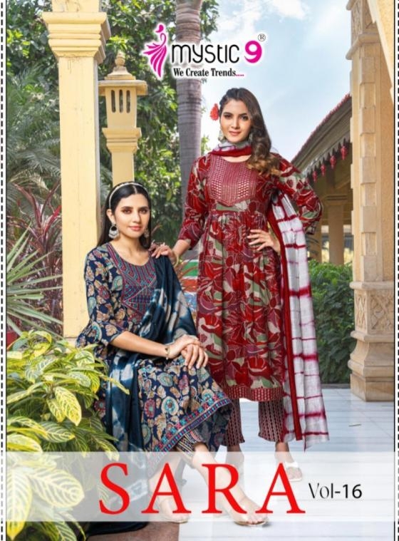 mystic9 sara vol 16 series 160001-160008 rayon wholesale suit