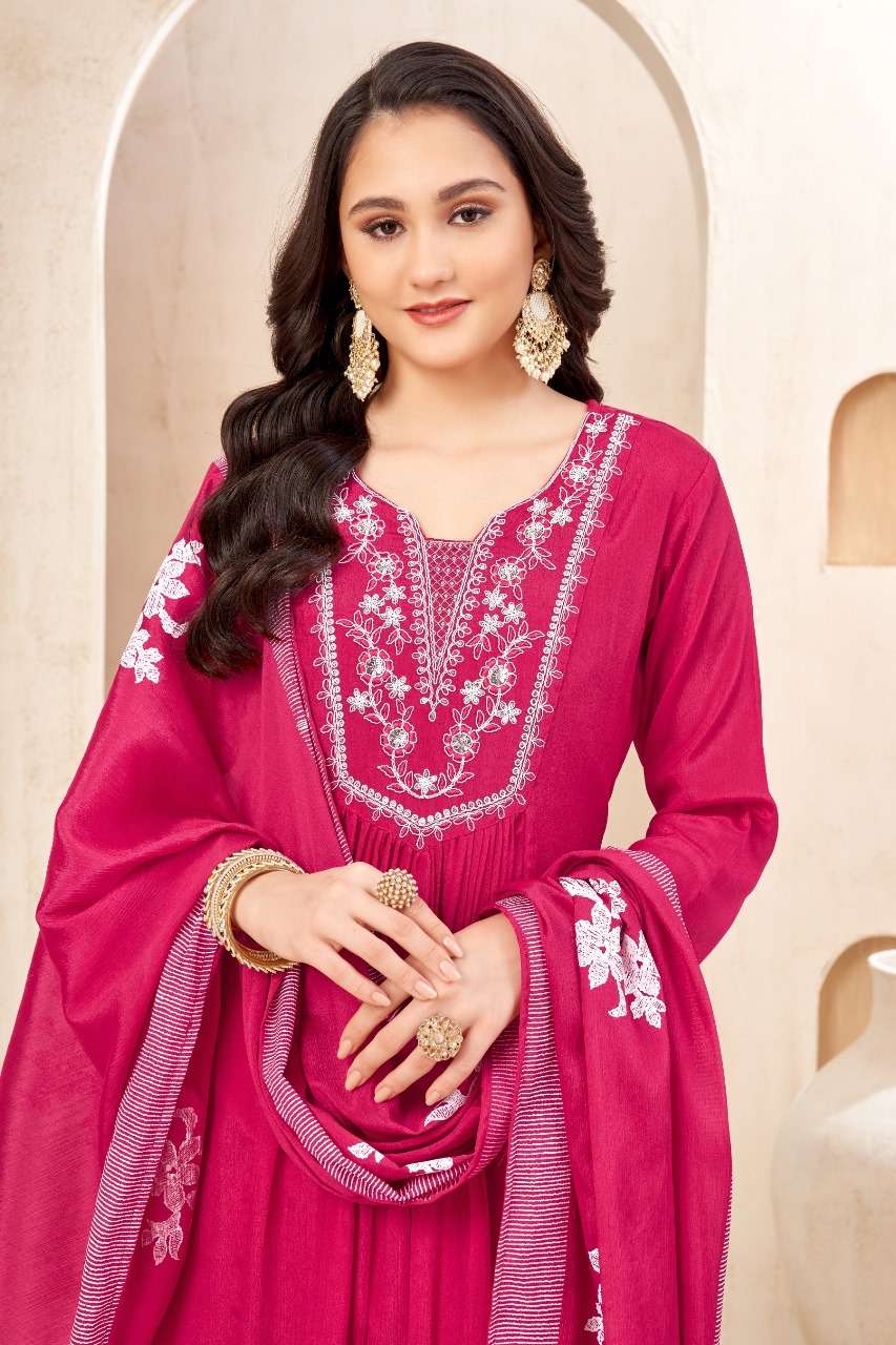 Naira Cut Vol 1 Heavy Chinon With Embroidery wholesale suit 