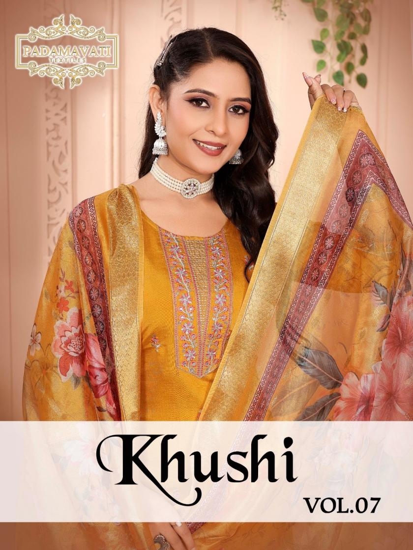 padmavati khushi vol 7 series 6001-6008 roman silk wholesale suit 