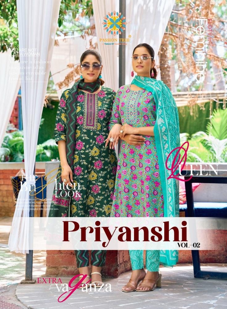 passion tree priyanshi vol 2 series 1001-1008 cotton wholesale suit 