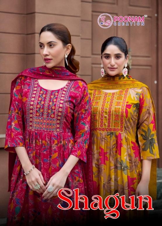 poonam shagun series 1001-1008 rayon wholesale suit 