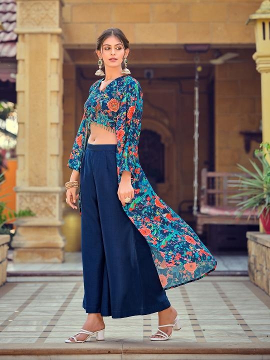 PR 9STAR FASHION FALAK VOL-2 SILK FABRIC WITH HANDWORK WORK FANCY DESIGNER INDO WESTERN SET