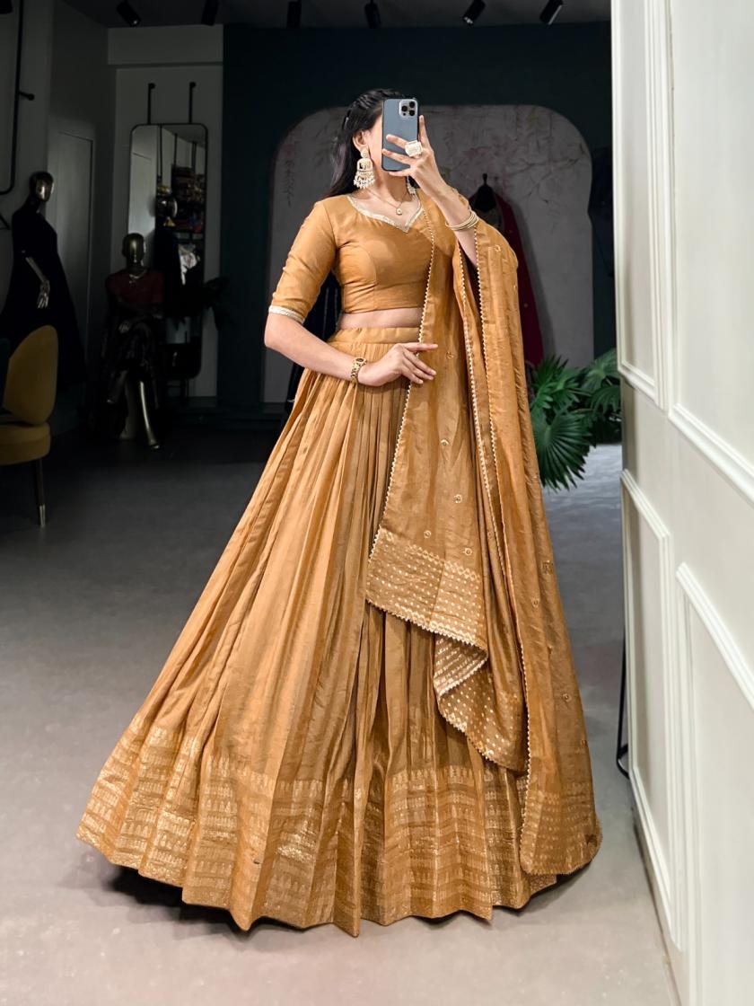 pr lnb1906 chanderi festival wear stitch lehenga unstitch blouse with dupatta