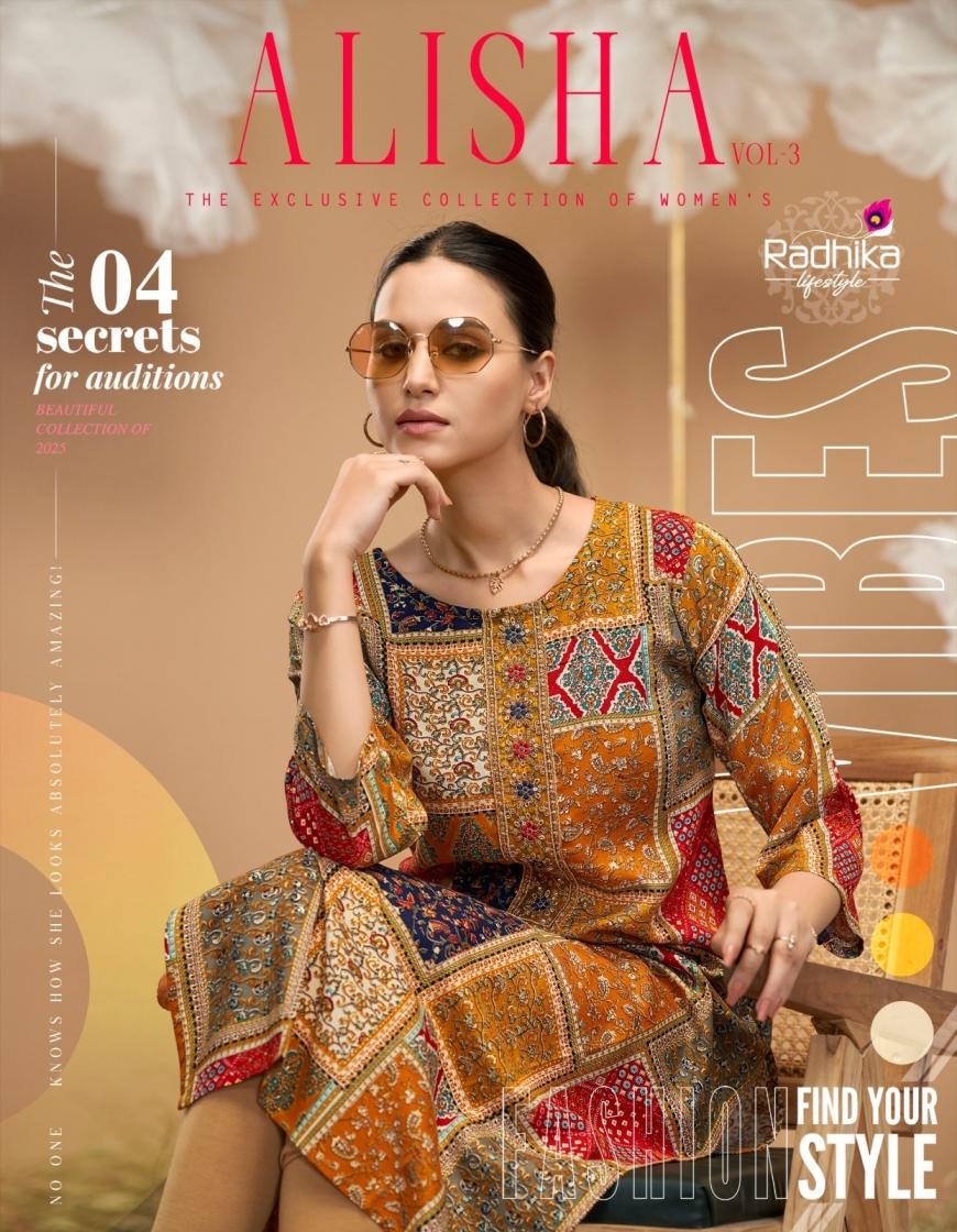 radhika lifestyle alisha vol 3 series 3001-3009 rayon co-ord sets