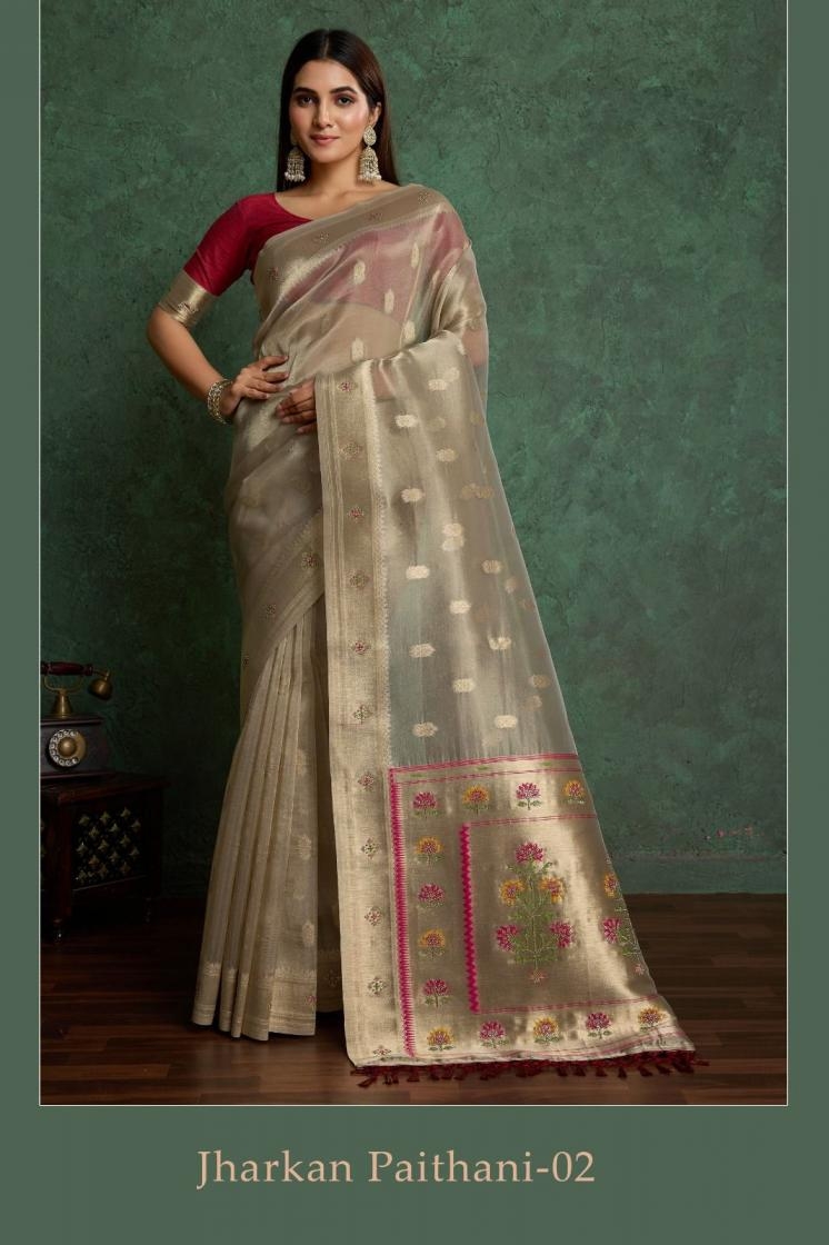 rajtex jharkan paithani series 01-02 colour party wear tissue paithani sarees