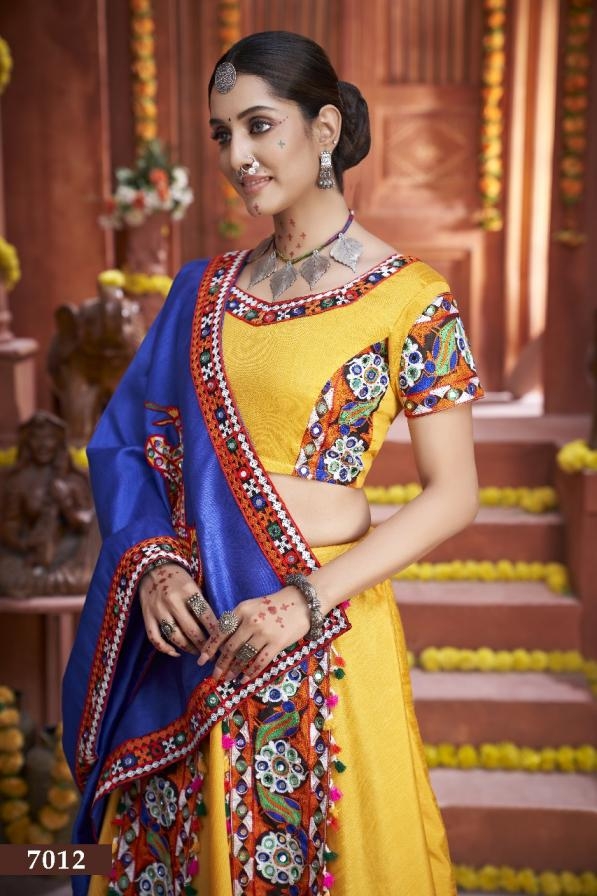 rajwadi vol 3 7012 art silk GAMTHI WORK BUTTA wholesale lehenga