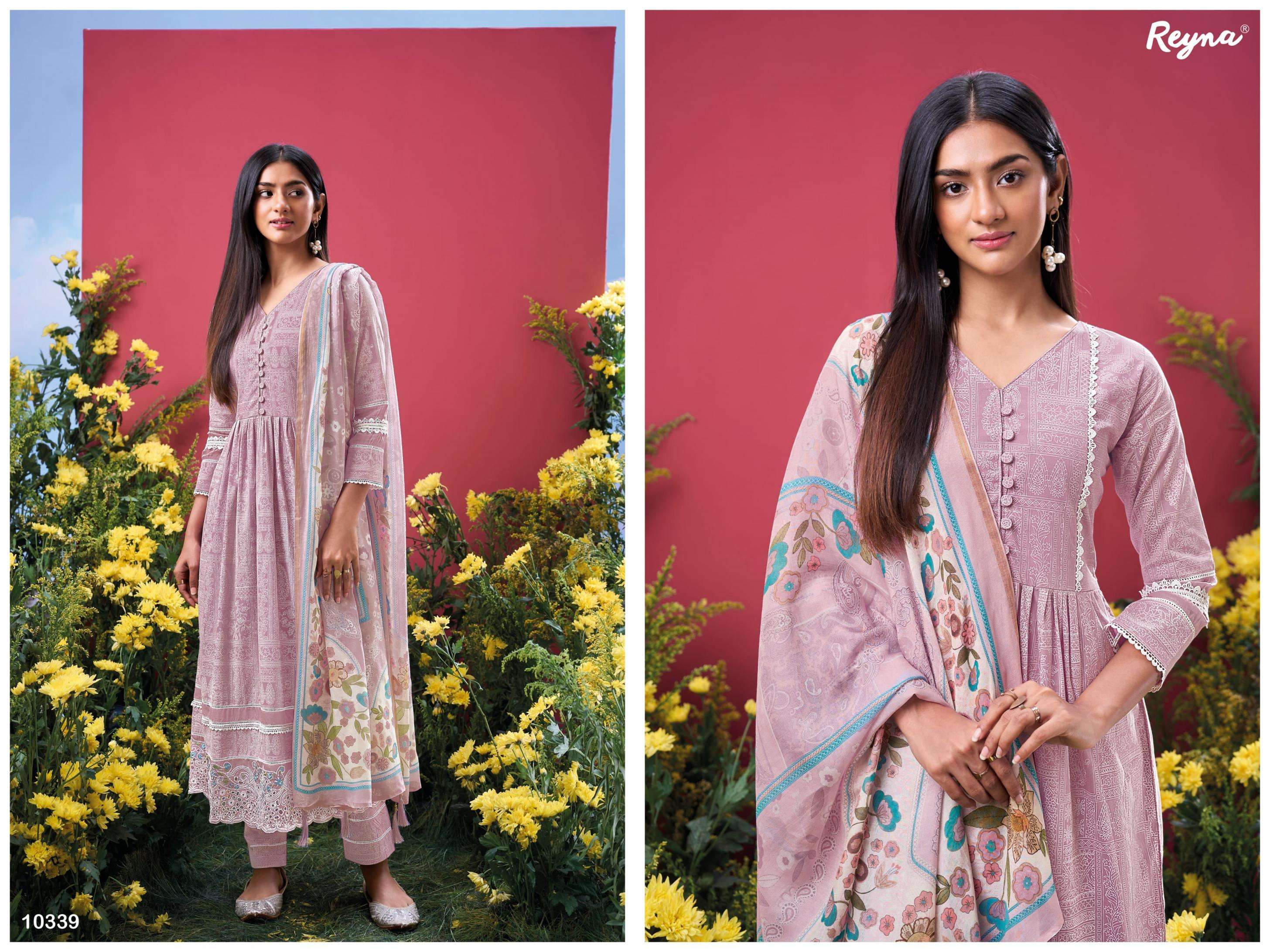 reyna unika series 10336-10339 COTTON floral anarkali unstitched dress