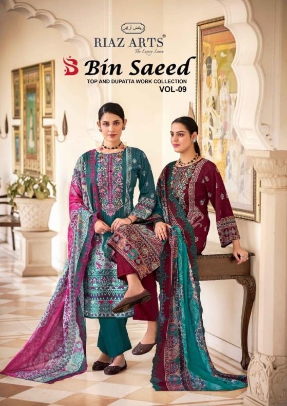 riaz arts bin saeed vol 9 series 1001-1006 cotton wholesale suit 