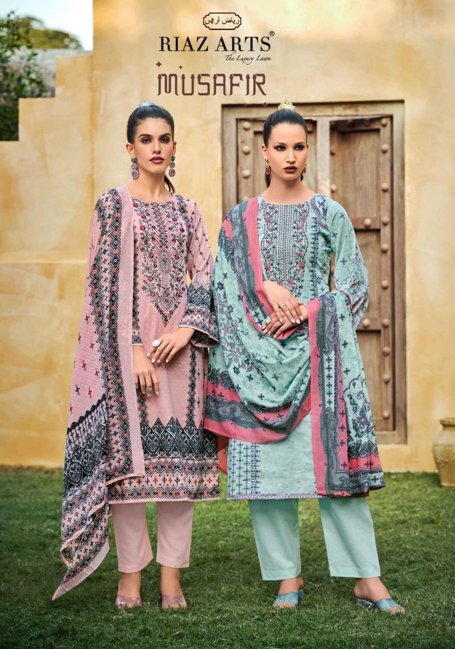 riaz arts musafir vol 25 series 3001-3006 karachi lawn wholesale suit 