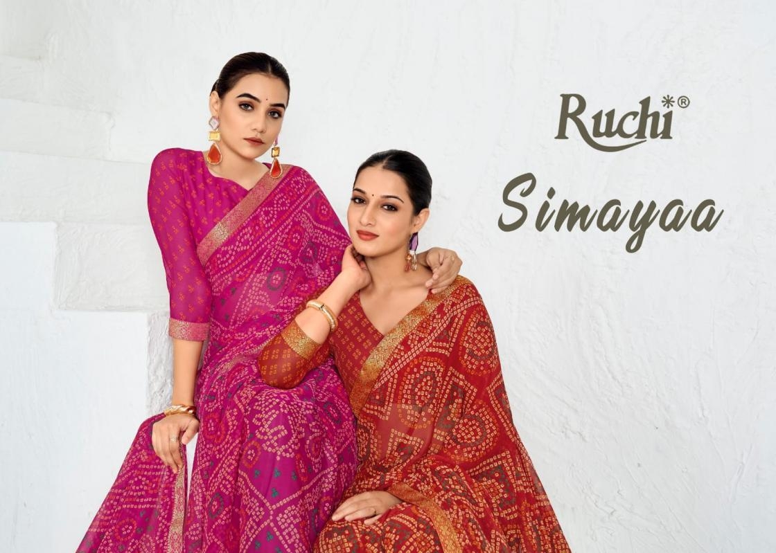 ruchi simayaa vol 37 bandhani print chiffon wholesale saree
