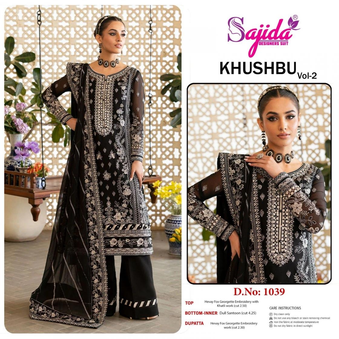 sajida designer khushbu vol 2 1039 georgette wholesale suit 