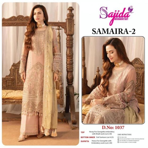 sajida designer samaira vol 2 1037 georgette wholesale suit 