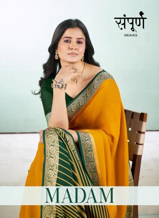 sampurn weaves madam series 1001-1006 DULL MOSS VISCOSS BORDER wholesale saree