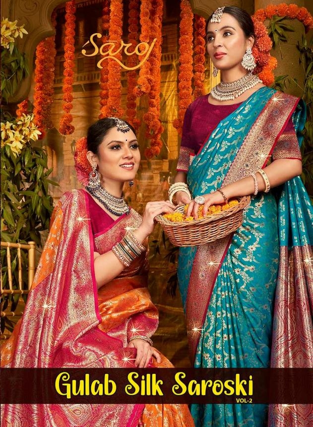 Saroj Gulaab Silk swarovski vol.2 series 1001-1006 soft silk saree