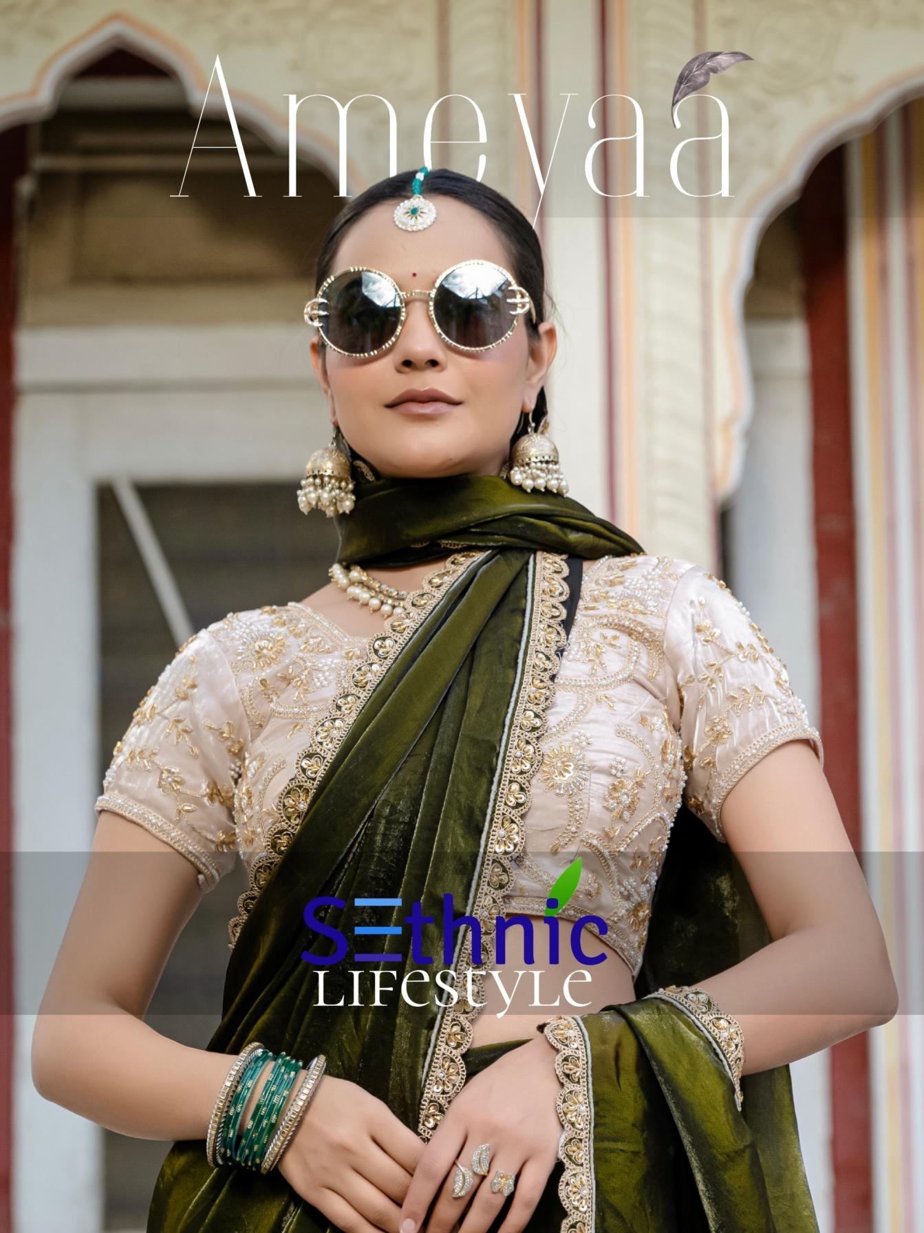 sethnic lifestyle ameyaa series 82001-82004 satin wholesale saree