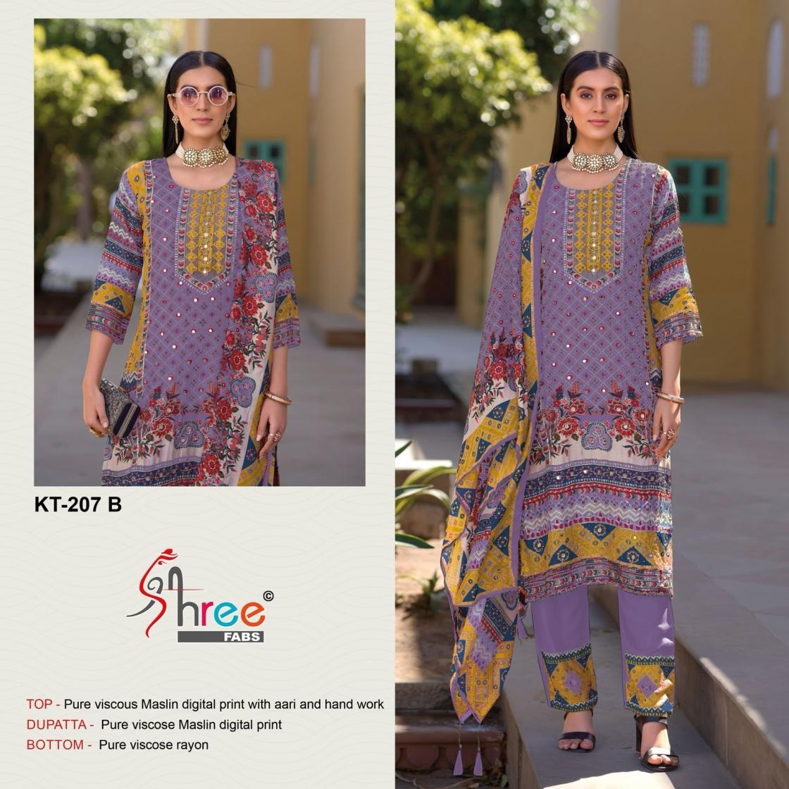 shree fab kt 207 viscose muslin wholesale suit 
