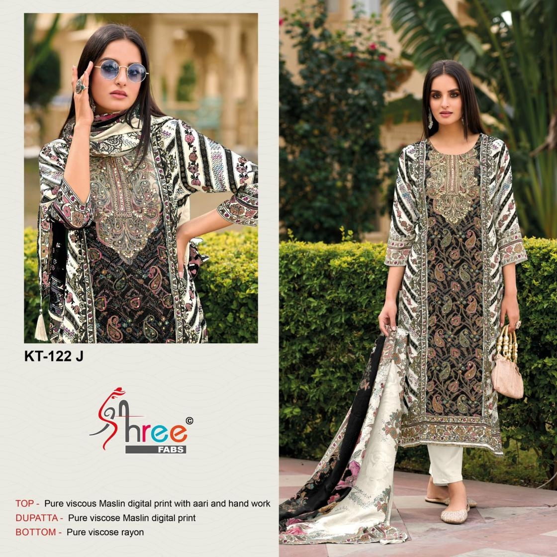 shree fabs kt 122 viscose muslin model pakistani dress material