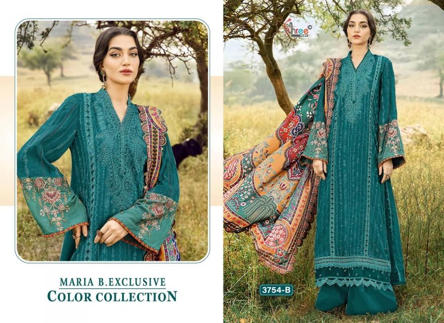 shree fabs maria b exclusive colour collection series 3754 heavy reyon wholesale suit 