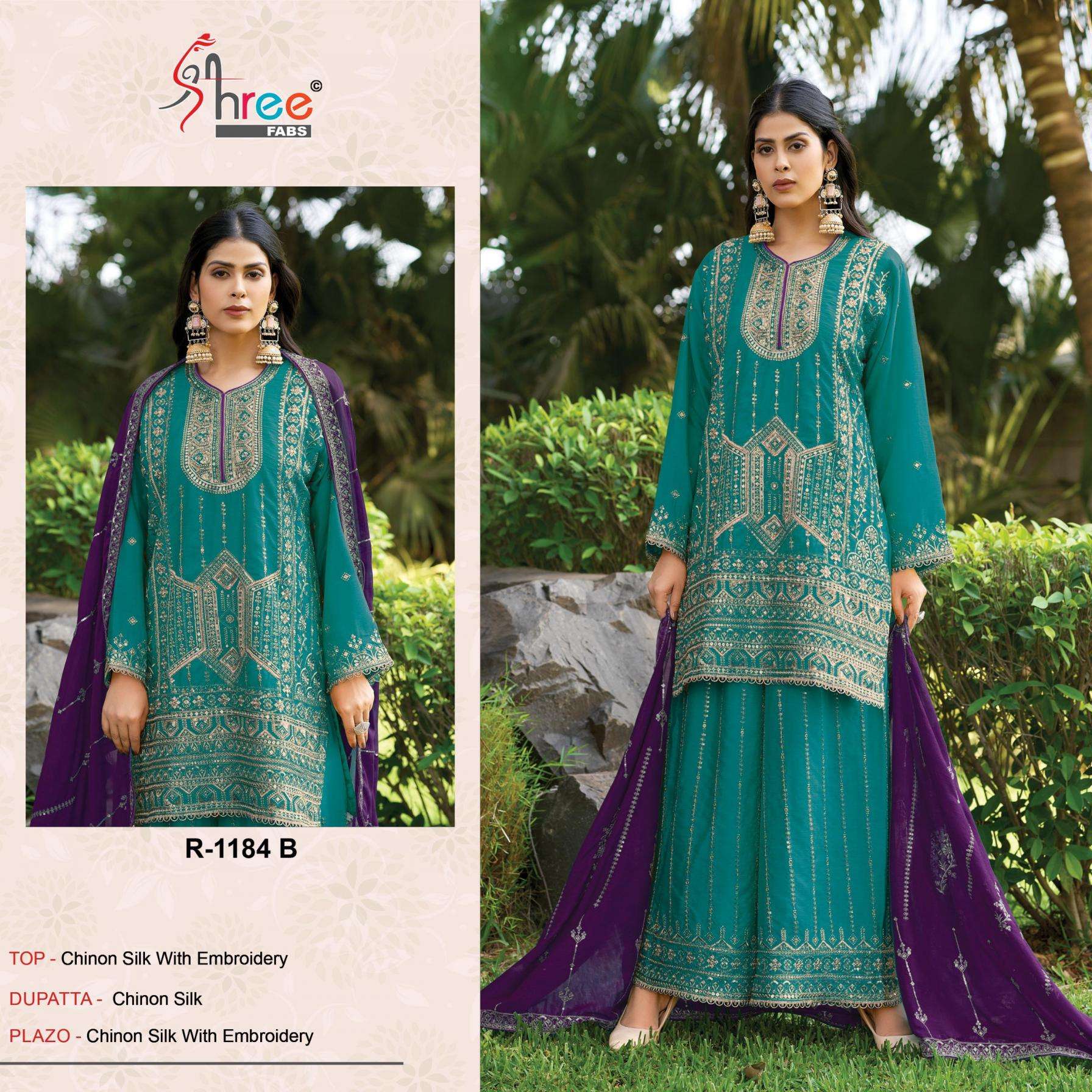 shree fabs r 1184 chinon wholesale suit
