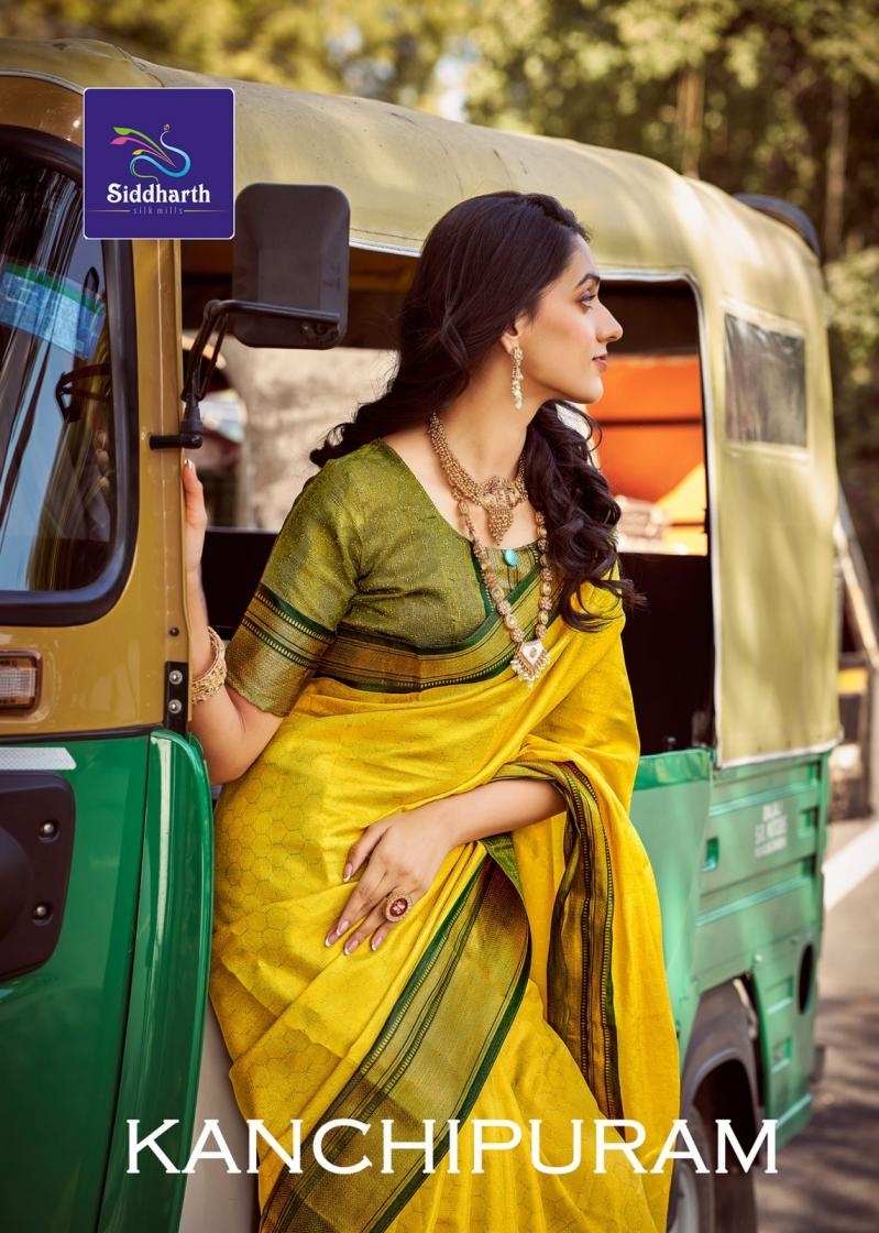 siddharth silk mills kanchipuram series 12001-12006 cotton weaving wholesale saree