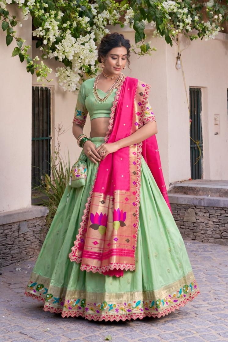 srividya lnb 2014 jacquard silk stitched lehenga and unstitched blouse with dupatta