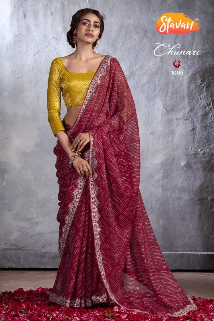 stavan chunari all time hites chiffon wholesale saree