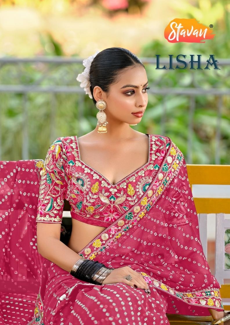 stavan lisha series 1001-1010 georgette wholesale saree