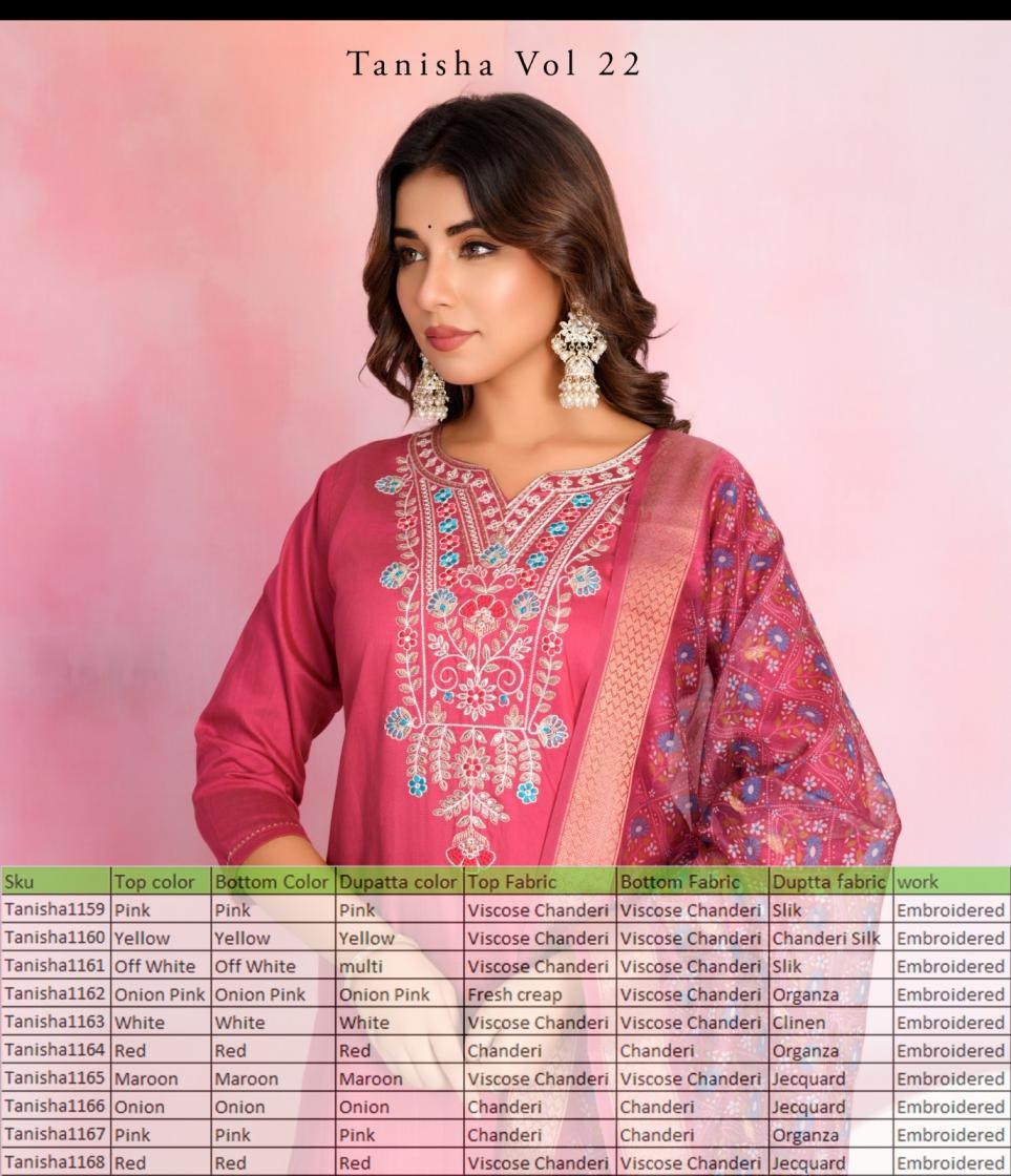 tanisha vol 22 series 1159-1168 viscose chanderi readymade wholesale suit 