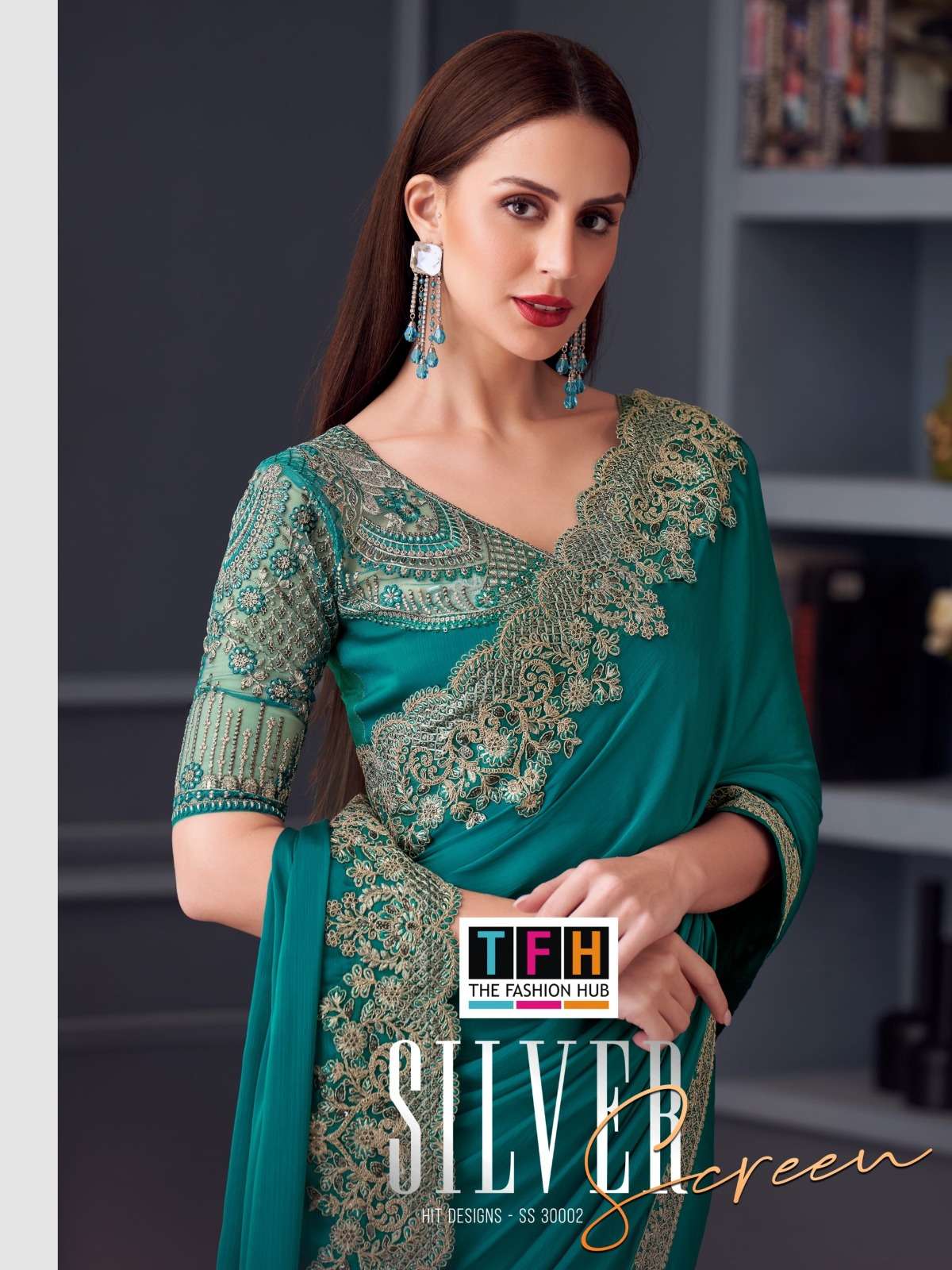 TFH SILVER SCREEN HIT DESIGN 30002 COLOUR’S Opium Silk Chiffon Saree