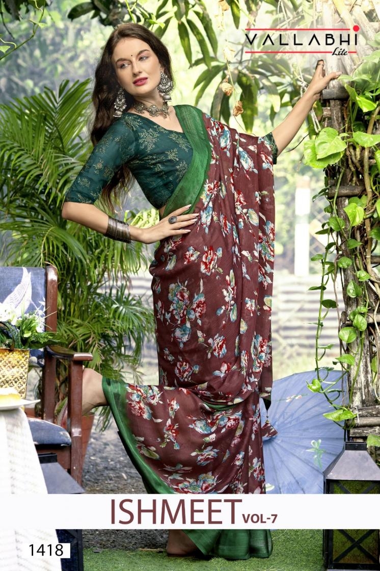 vallabhi lite ishmeet vol 7 series 1421-1426 chiffon wholesale saree