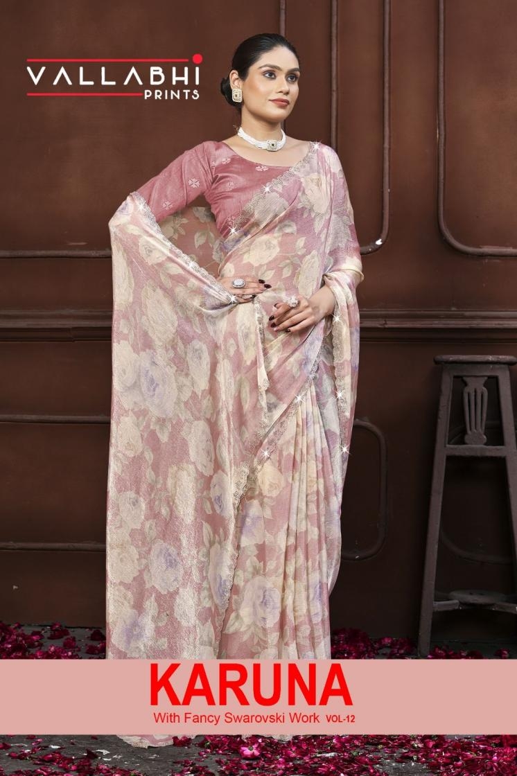 vallabhi print karuna vol 12 series 151719-151723 chiffon wholesale saree