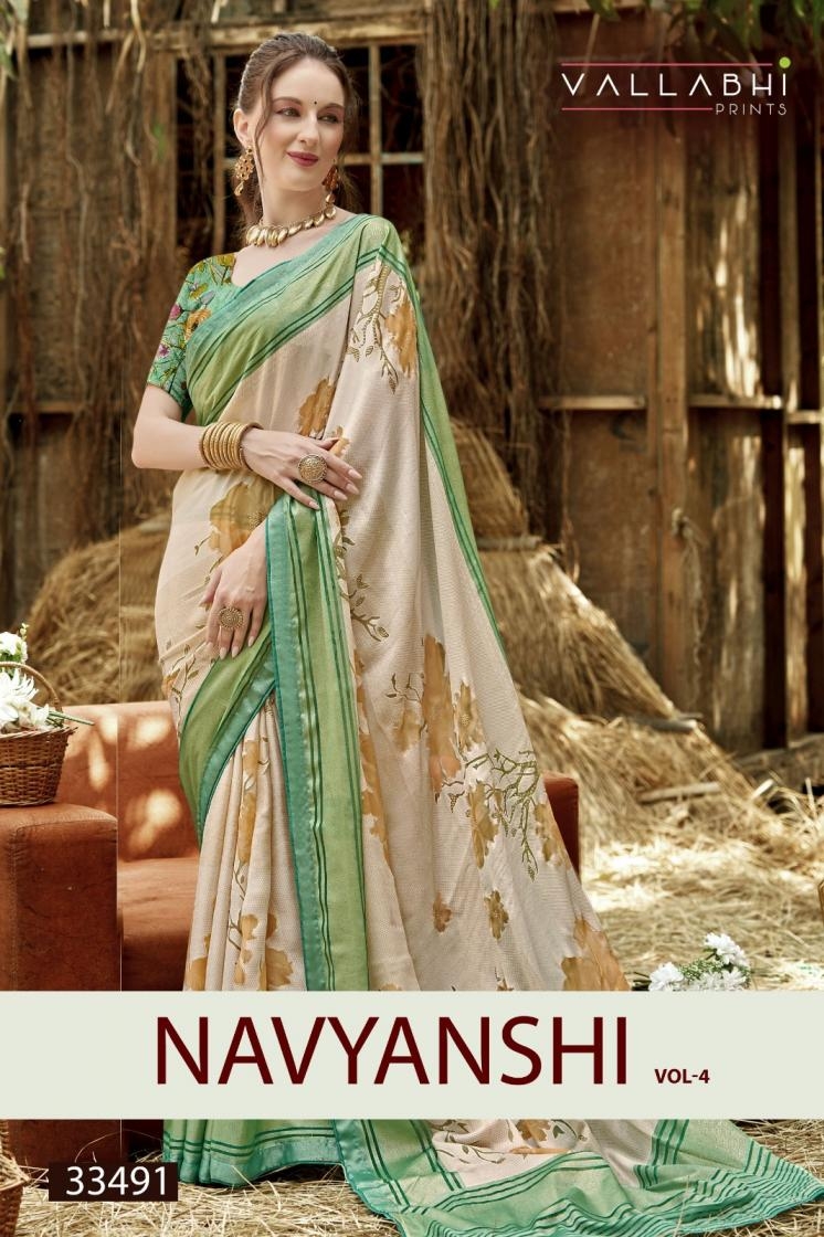 vallabhi print navyanshi vol 4 series 33491-33496 moss wholesale saree
