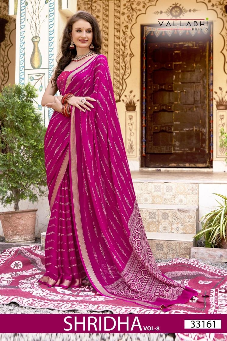 vallabhi print shridha vol 8 series 33161-33166 MOSS GEORGETTE wholesale saree