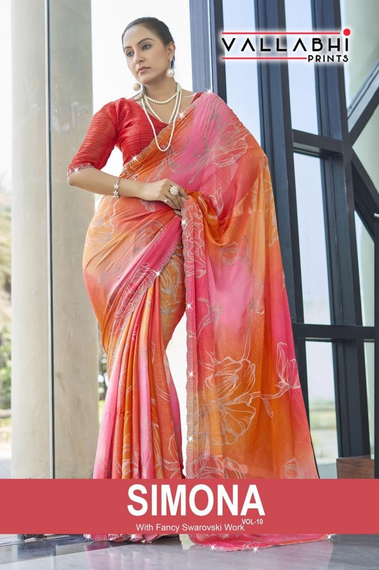 vallabhi print simona vol 10 series 151650-151655 MOSS CHIFFON wholesale saree