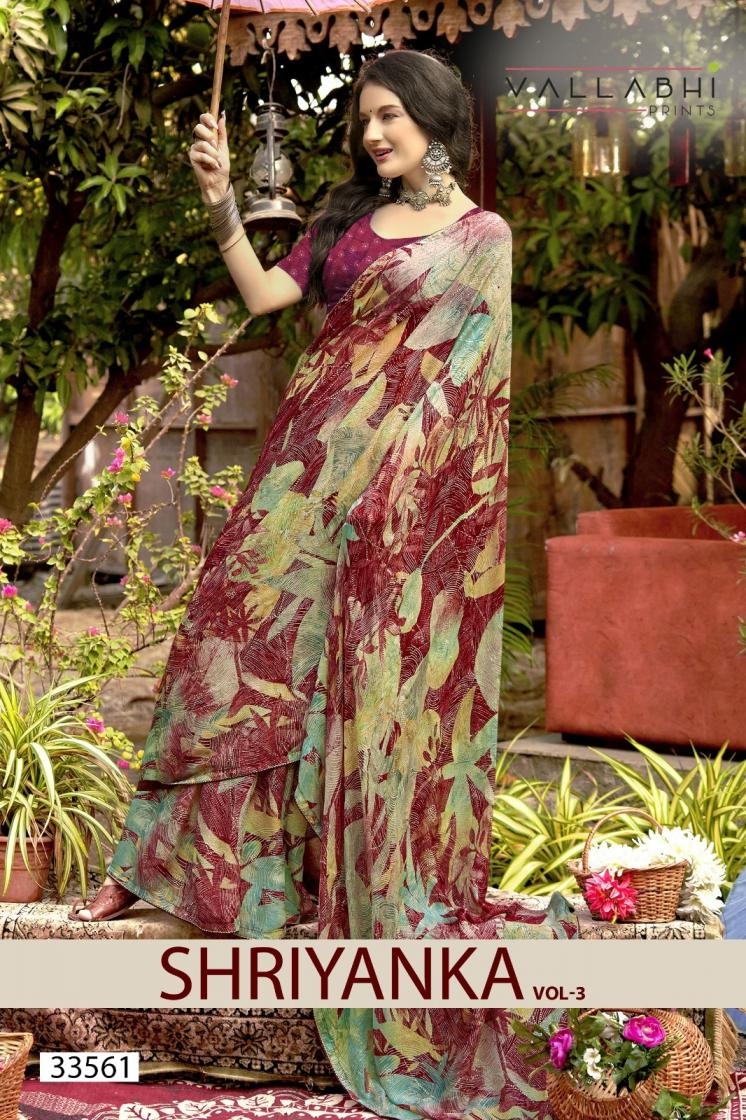 vallabhi prints shriyanka vol 3 series 33561-33566 chiffon wholesale saree