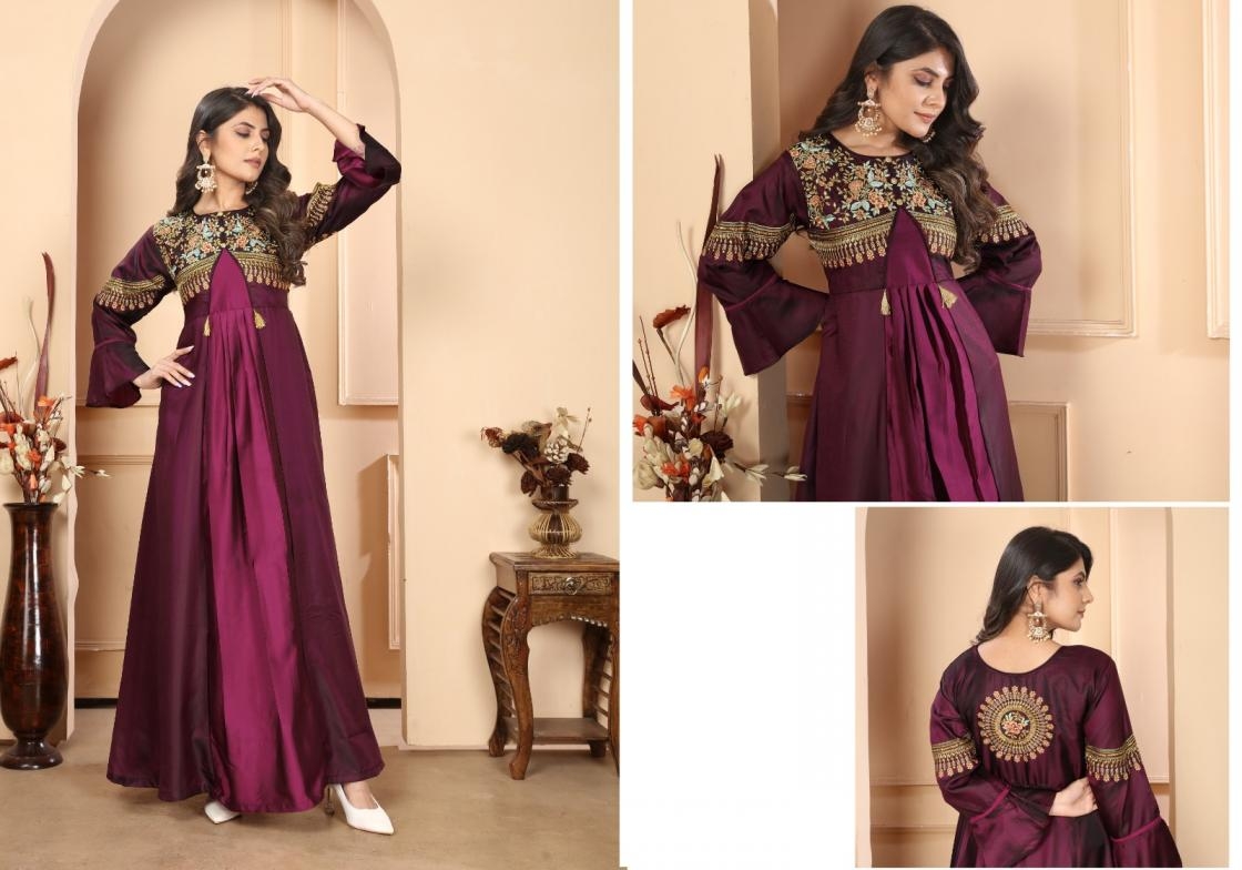 vardan silk moksh armani vol 1 series 51061-51064 Triva Silk gown with dupatta 
