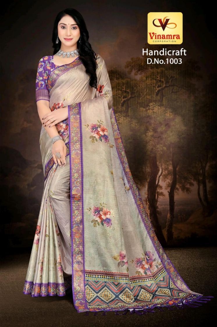 vinamra corporation handicraft vol 1 series 1001-1011 gold zari fashionable sarees