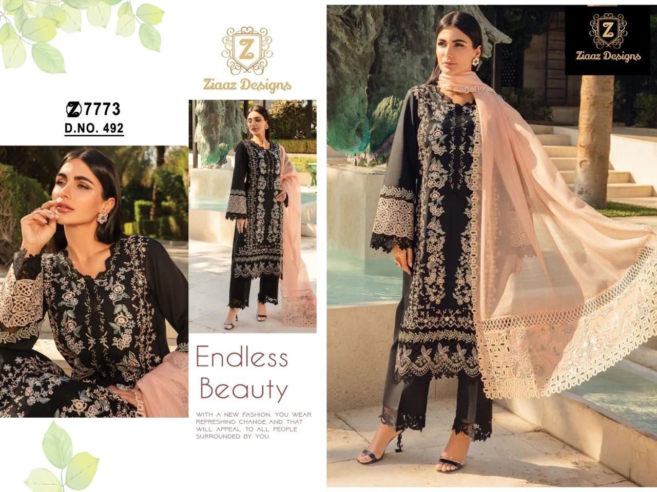 Ziaaz Designs 492 Rayon semi stitched very heavy embrdrd wholesale suit 