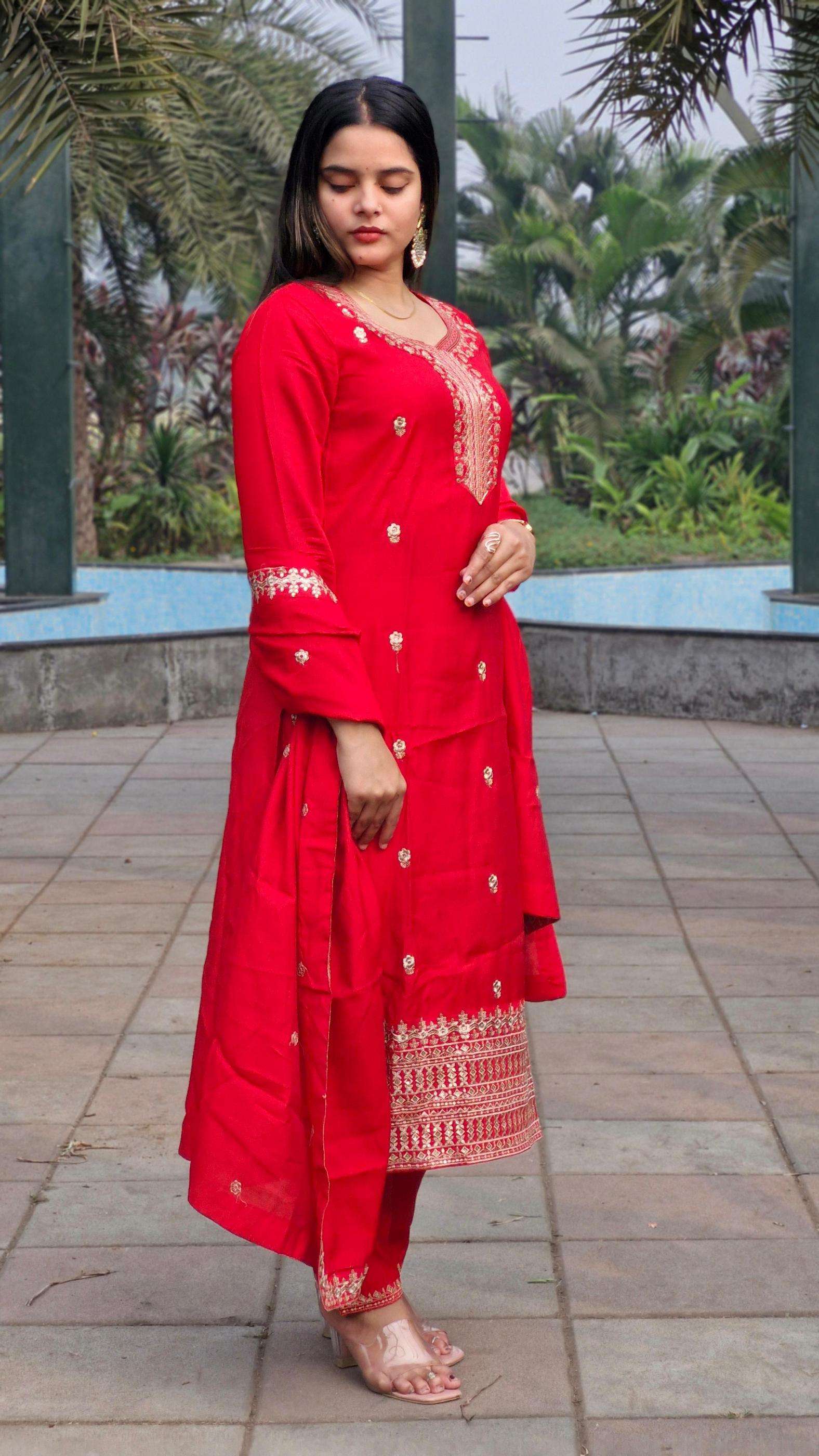 5075 new launch readymade roman silk stylish 3pcs dress