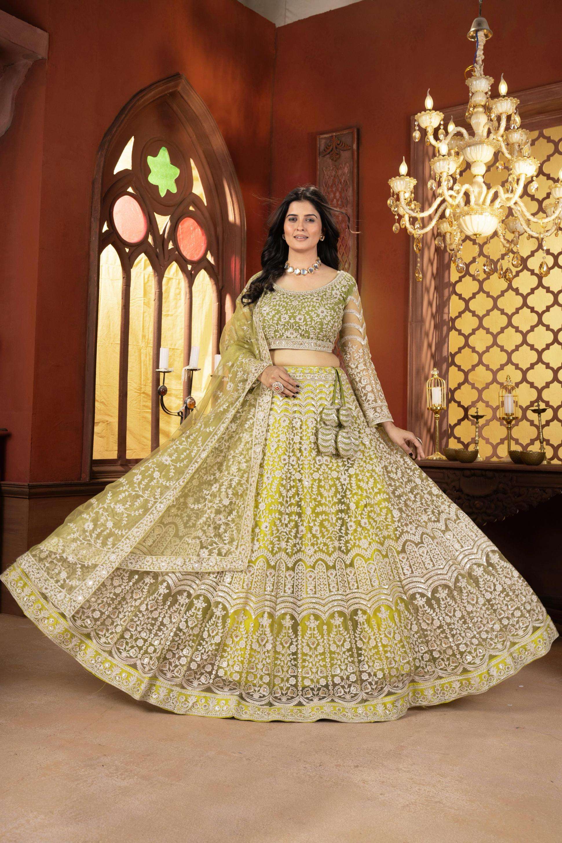 5103 net sequence work single engagement unstitch lehenga for bride