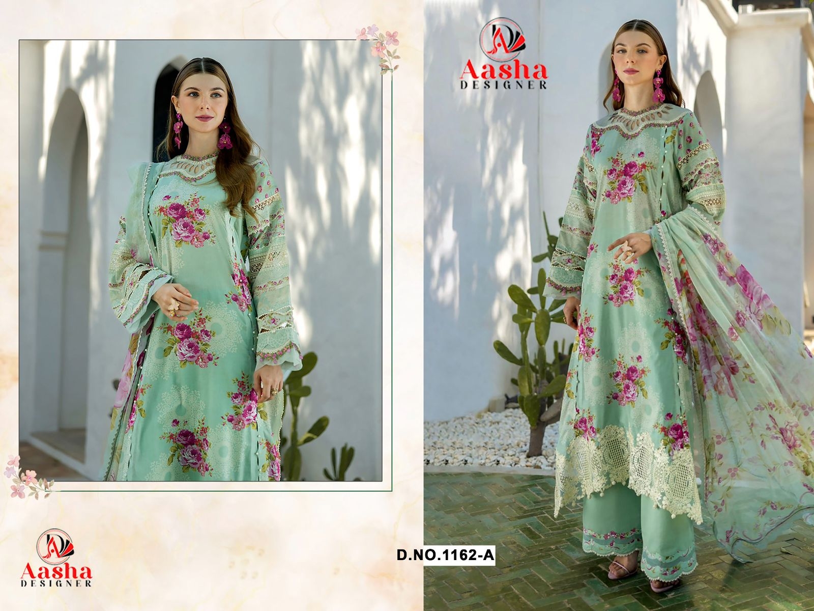 AASHA DESIGNER 1162 AB pure cotton print wholesale suit 